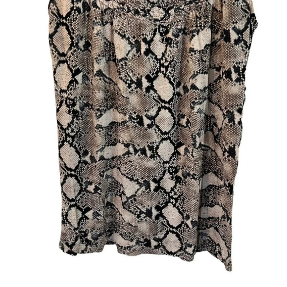 INC International Concepts Snakeskin Blouse XL Short Sleeves Gathered Neckline - Picture 4 of 8